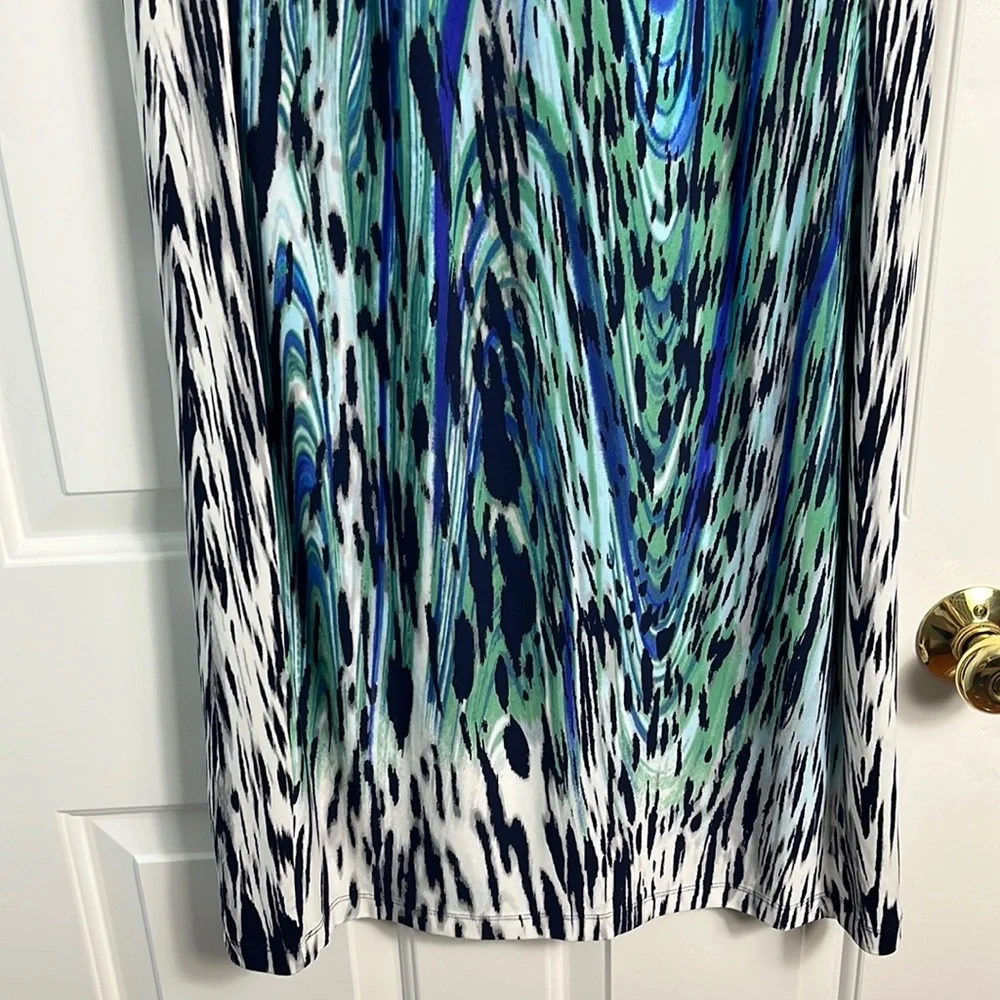 Chico’s Blue Green Watercolor Patterned Sleeveless Dress Size 1 (8) - Picture 3 of 9